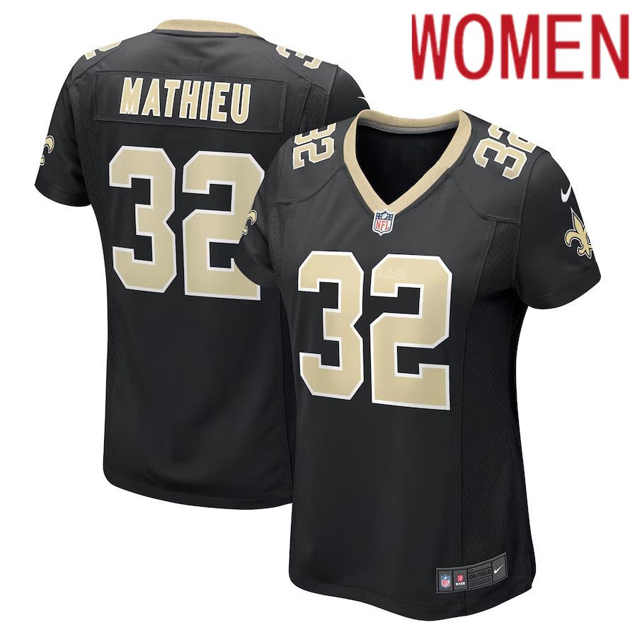 Women New Orleans Saints 32 Tyrann Mathieu Nike Black Game NFL Jersey